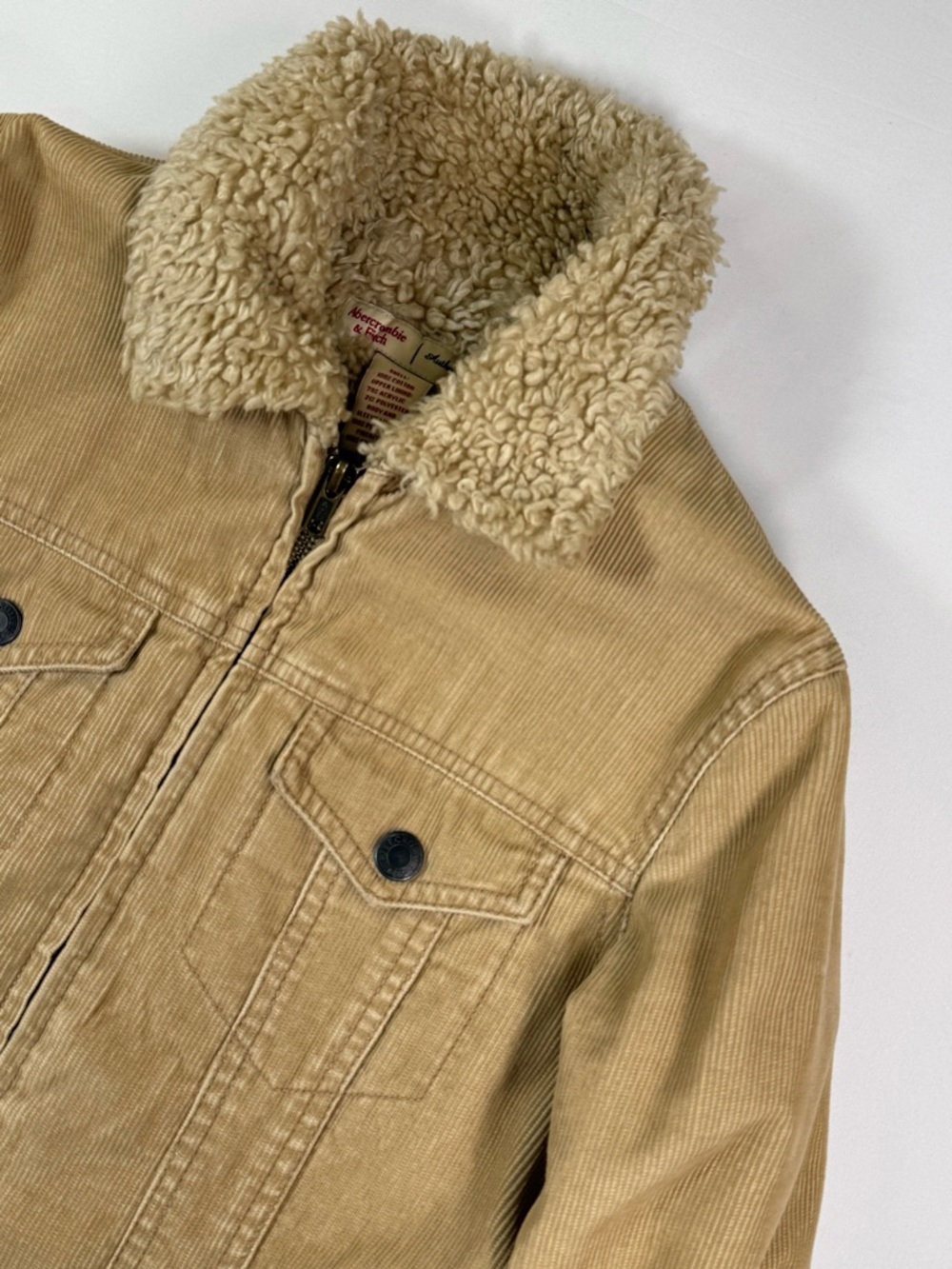 VINTAGE ABERCROMBIE & FITCH Womens Sherpa Corduroy Jacket S Y2K Trucker Western - Picture 3 of 16